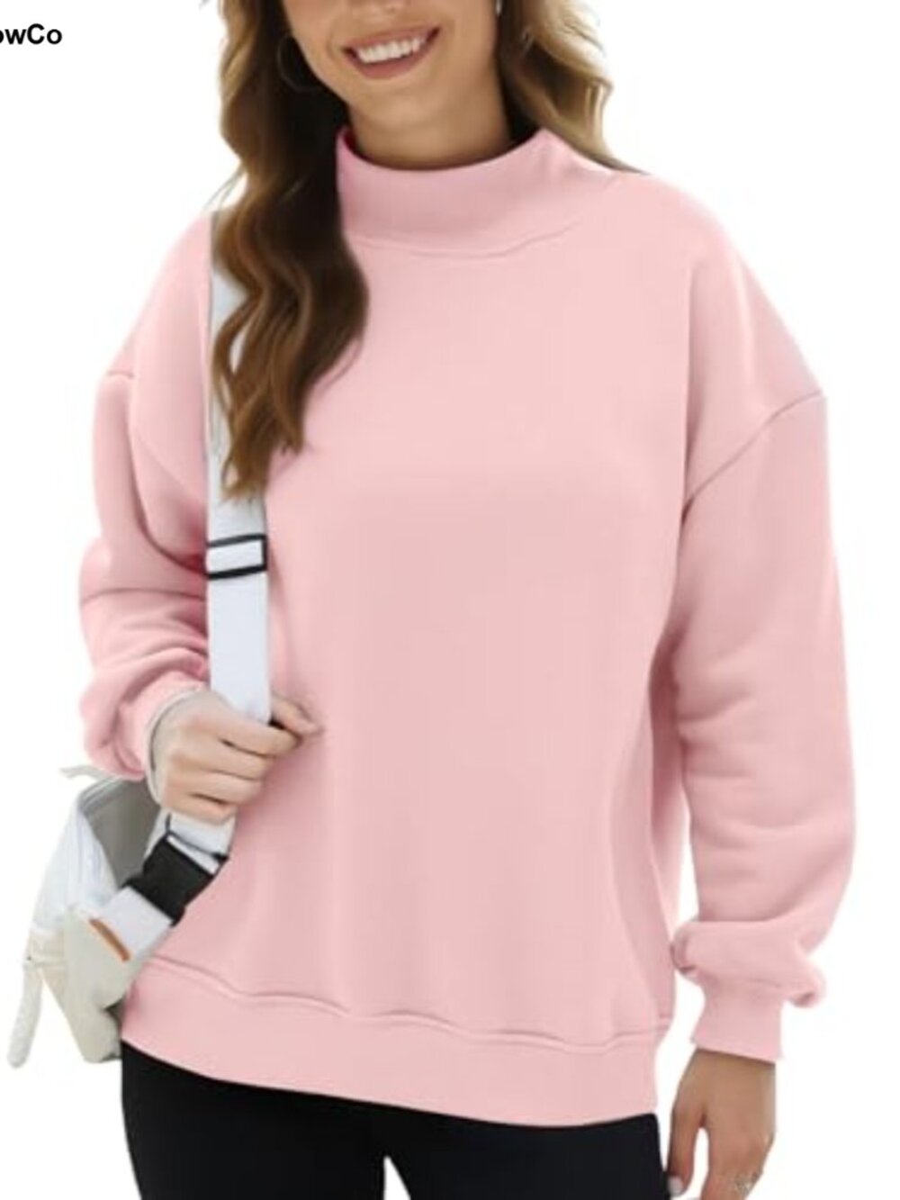 Oversized Mock Neck Sweatshirt Fleece Lined Turtleneck Pullover